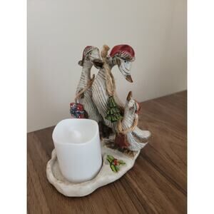 Tii Collection Duck Family Figurines Christmas Holiday Candle Holder
